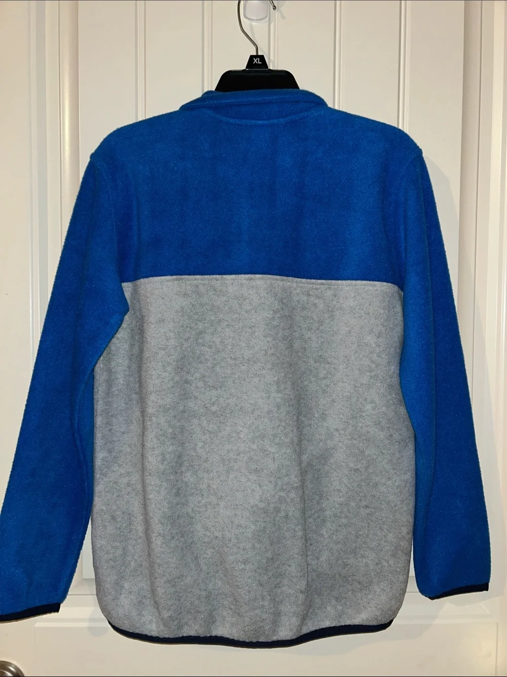 Eddie Bauer Two-Tone Blue and Gray Half-Zip Fleece Pullover